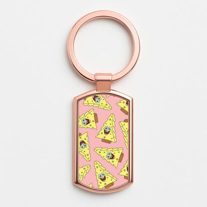 Christmas Tree Cartoon Sponge Pattern Rose Gold Keyring