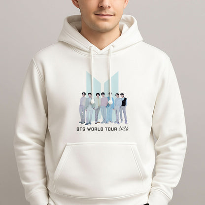 K-Pop Band Tour Pastel Blue Mens Hoodie
