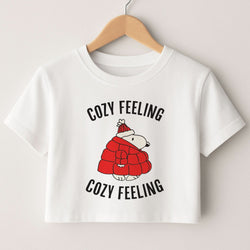 Cozy Feeling Cartoon Beagle Puffer Jacket Crop Top
