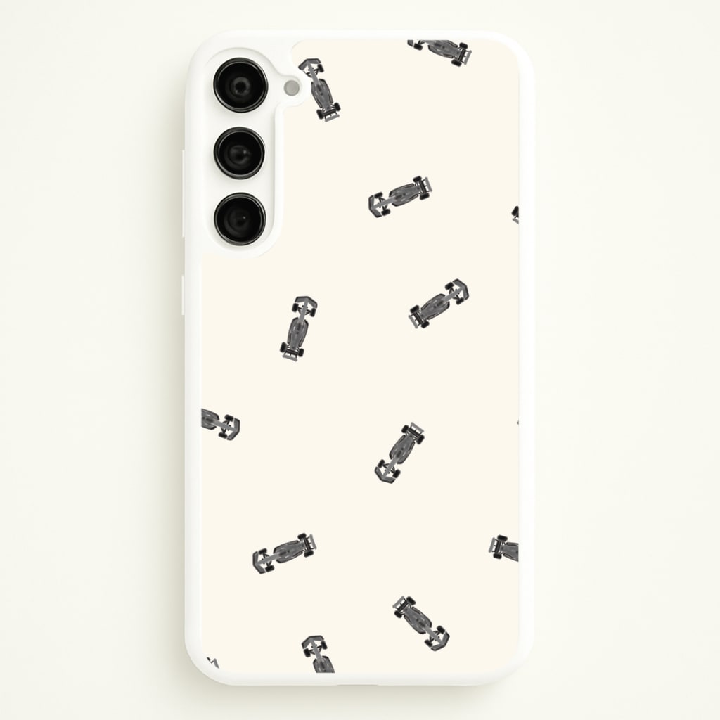Race Cars Pattern Off White Galaxy S23 Plus Case