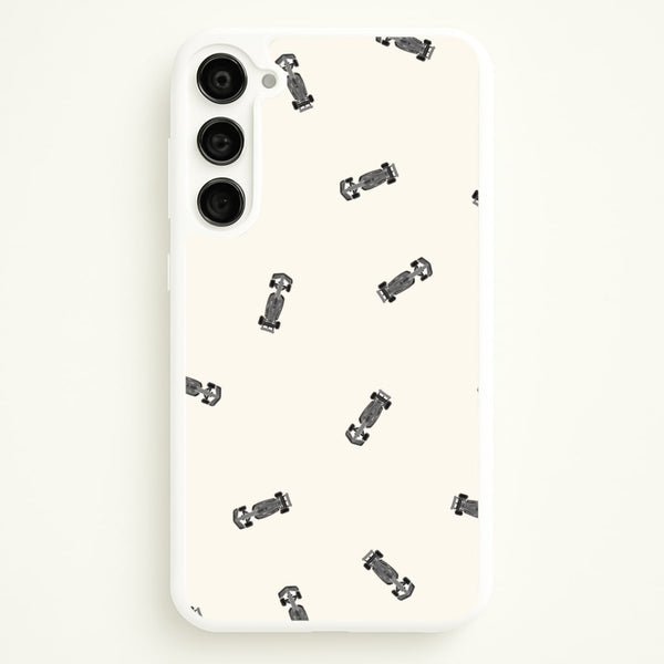 Race Cars Pattern Off White Galaxy S23 Plus Case