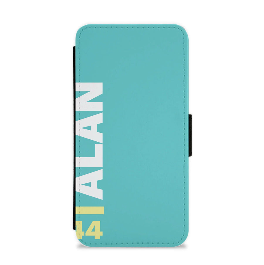 Personalised F1 Driver Blue Flip / Wallet Phone Case