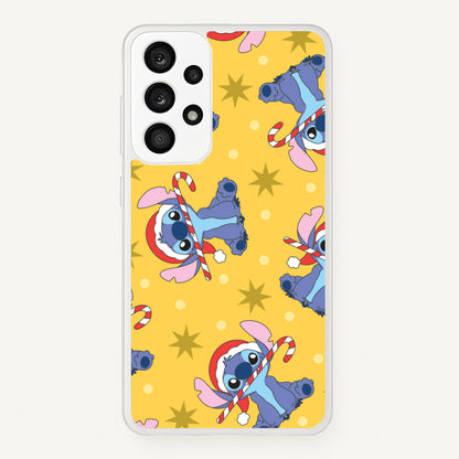 Cute Blue Alien Candycane Christmas Pattern Galaxy A53 Case
