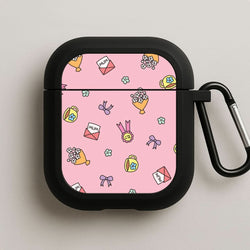 Mum Doodles Pattern Black AirPods Case