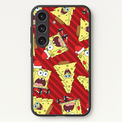 Christmas Cartoon Sponge Stripes Pattern Galaxy S25 Case