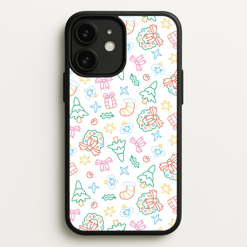 Neon Christmas Icons Pattern II iPhone 11 Case