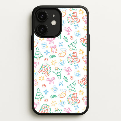 Neon Christmas Icons Pattern II iPhone 11 Case