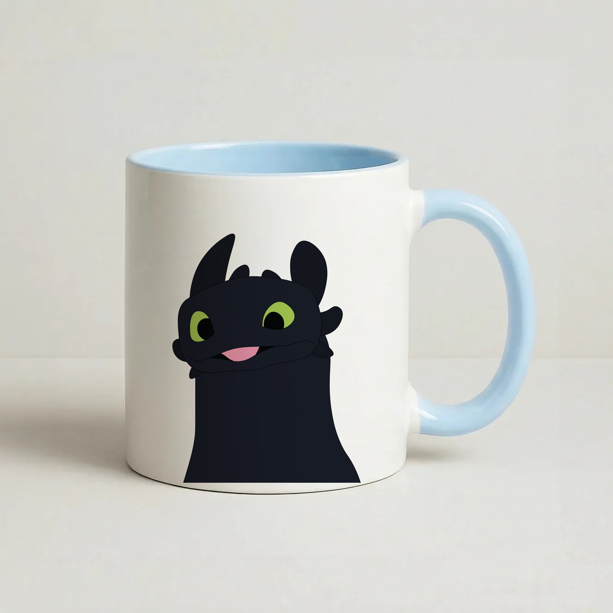 Black Fury Dragon Coffee Baby Blue Mug