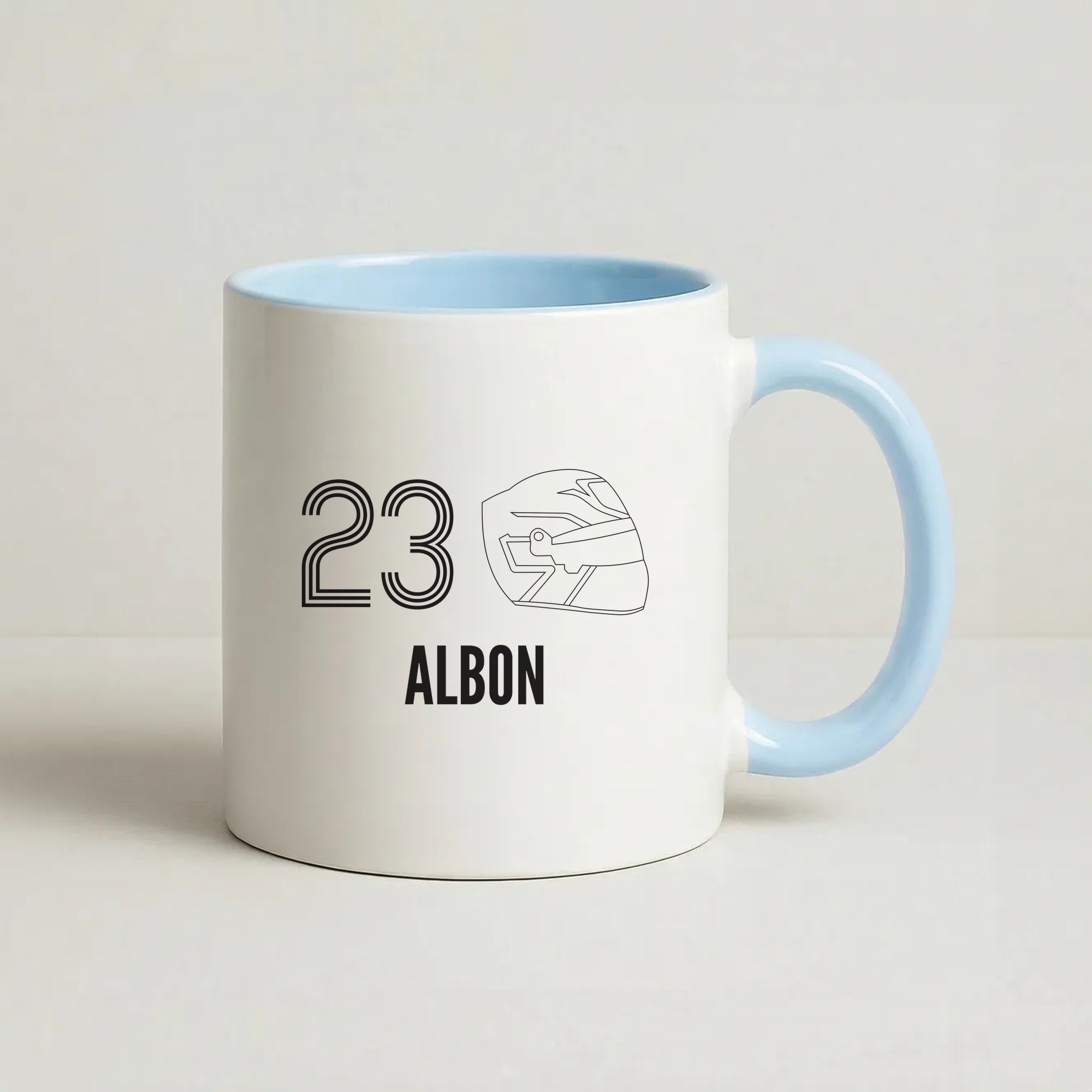 Albon Helmet 2026 Coffee Baby Blue Mug