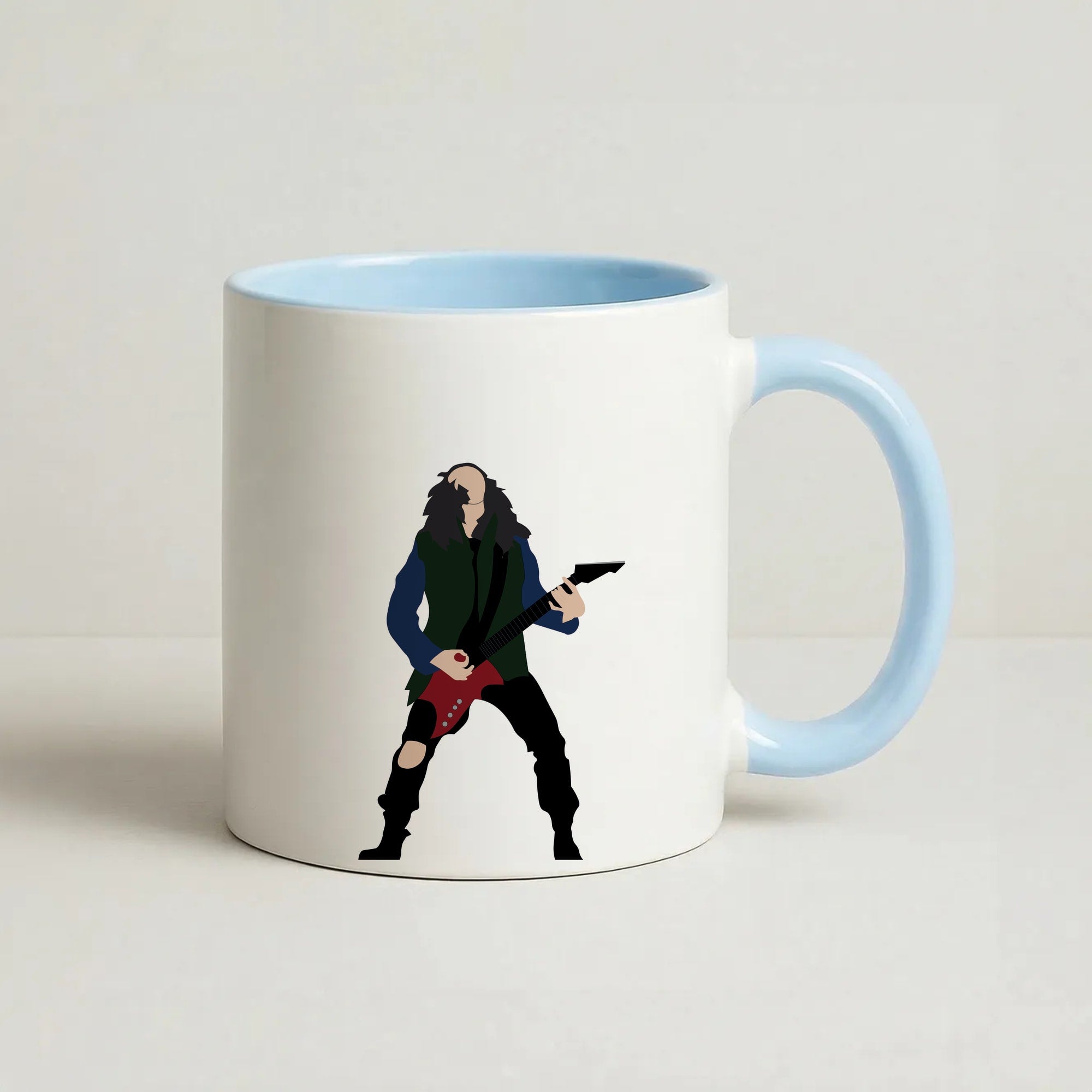 Eddie Munson Playing Guitar Coffee Baby Blue Mug