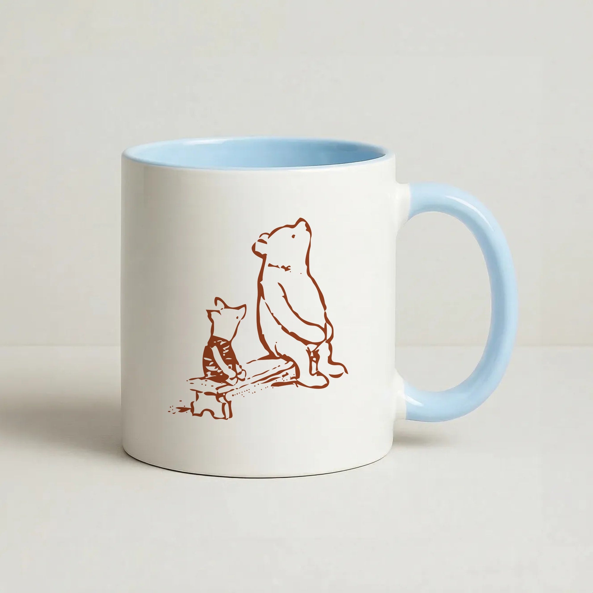 Winnie & Pig Coffee Baby Blue Mug