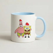 Cartoon Sponge And Starfish Christmas Hats Mug 3
