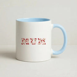 Floral Varsity Mum Coffee Baby Blue Mug