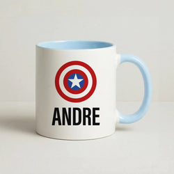 Captain America - Personalised Superhero Comic Coffee Baby Blue Mug