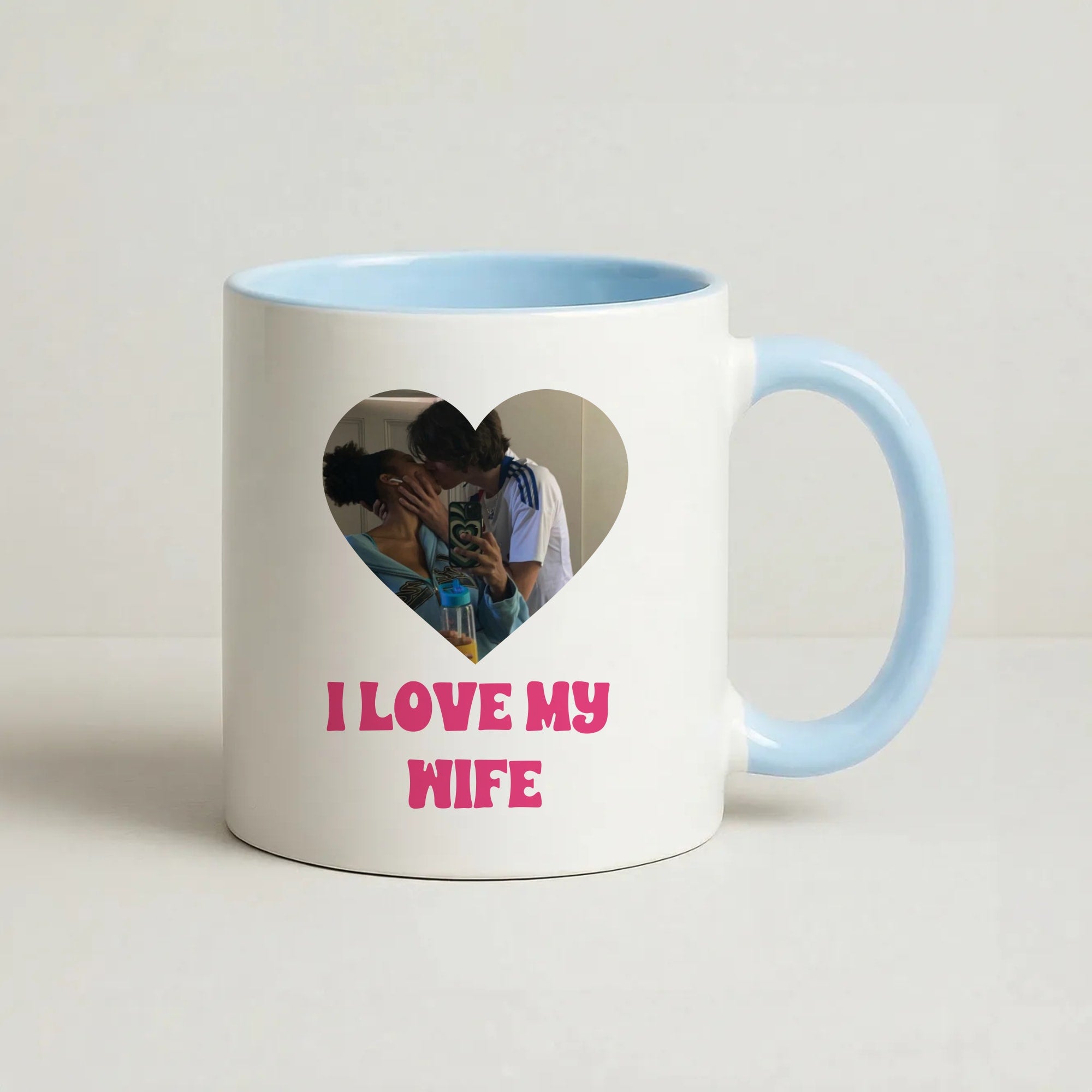 I Love My Wife - Personalised Couples Coffee Baby Blue Mug