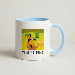 This Is Fine - Memes Coffee Baby Blue Mug