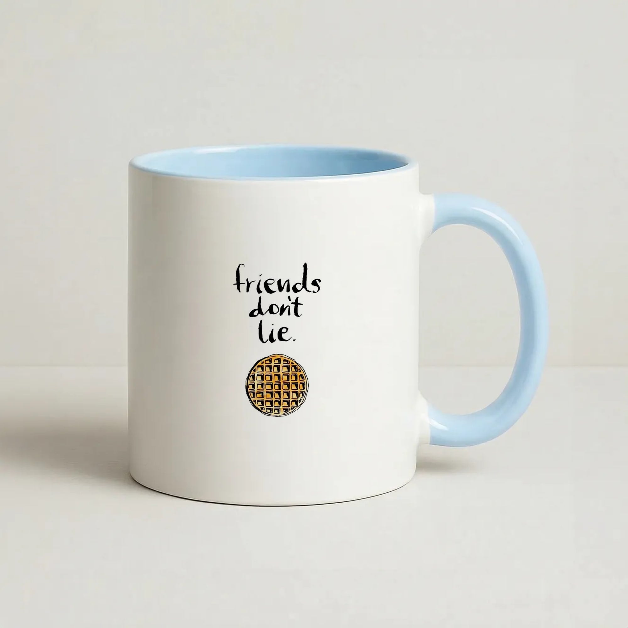 Friends Don't Lie Waffle Coffee Baby Blue Mug