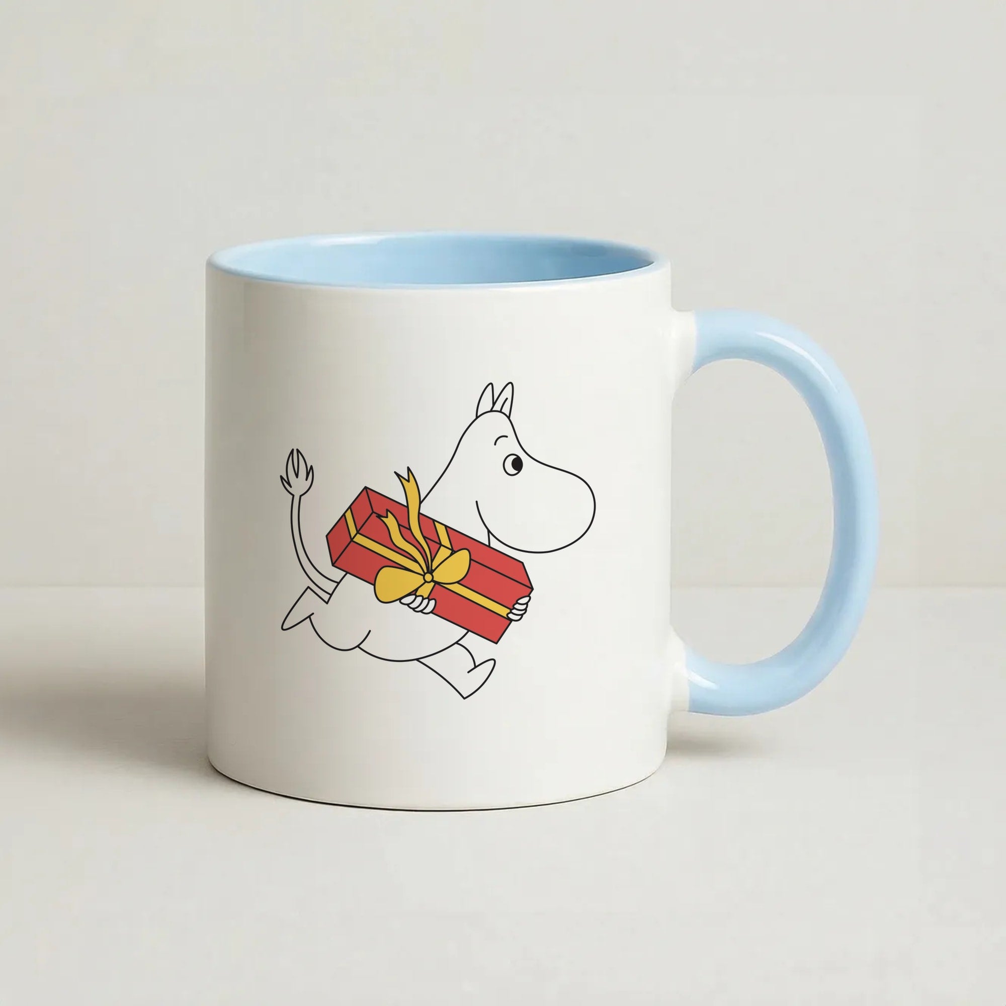 Red Present Moom Coffee Baby Blue Mug