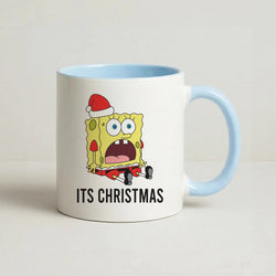 It's Christmas Cartoon Sponge Coffee Baby Blue Mug