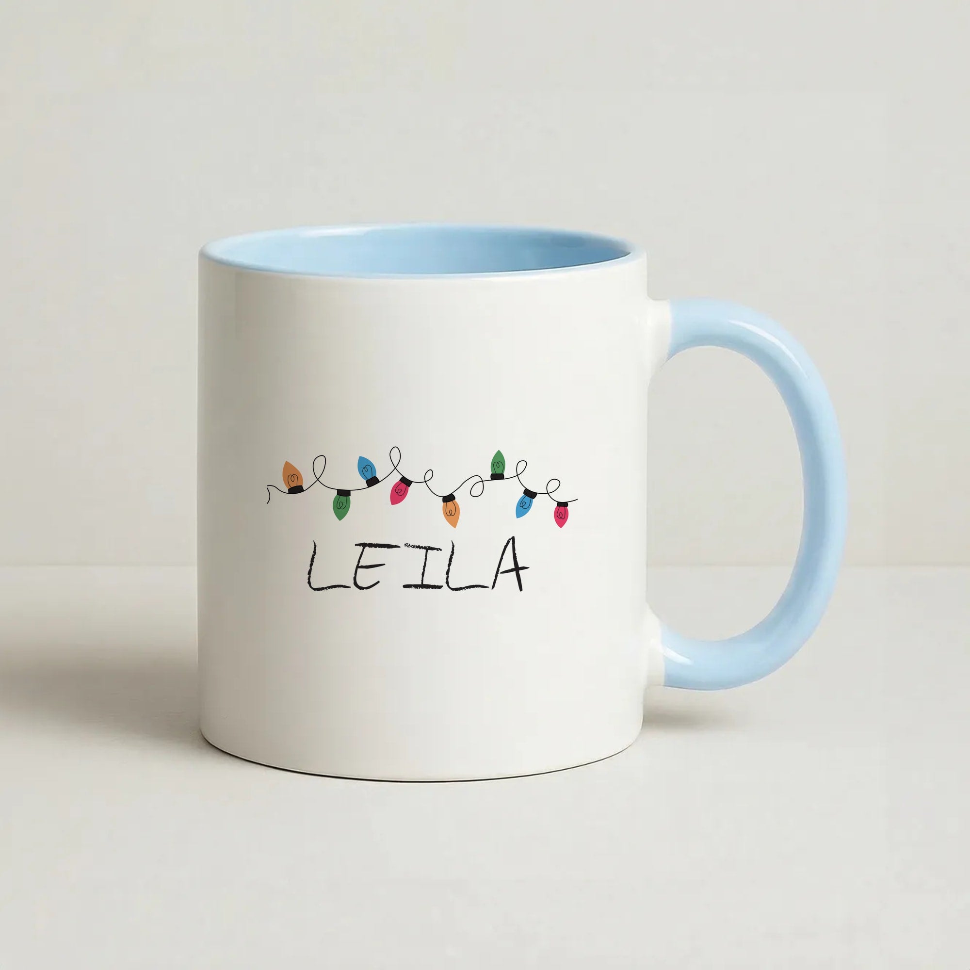 Fairy Lights - Personalised Stranger Coffee Baby Blue Mug