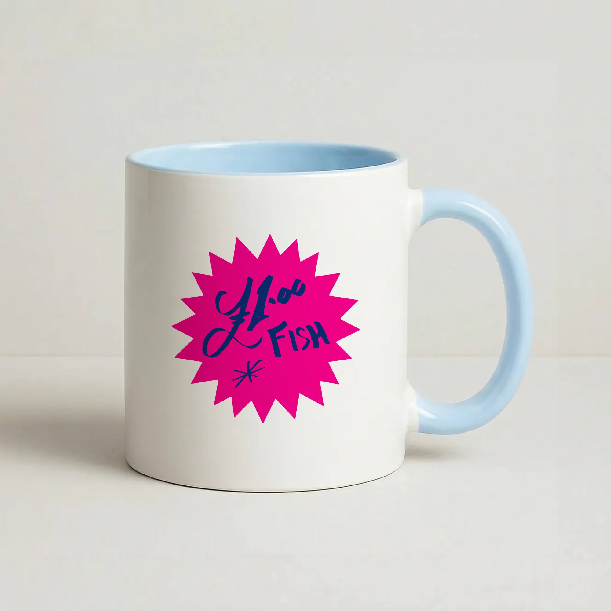 One Pound Fish - British Pop Culture Coffee Baby Blue Mug