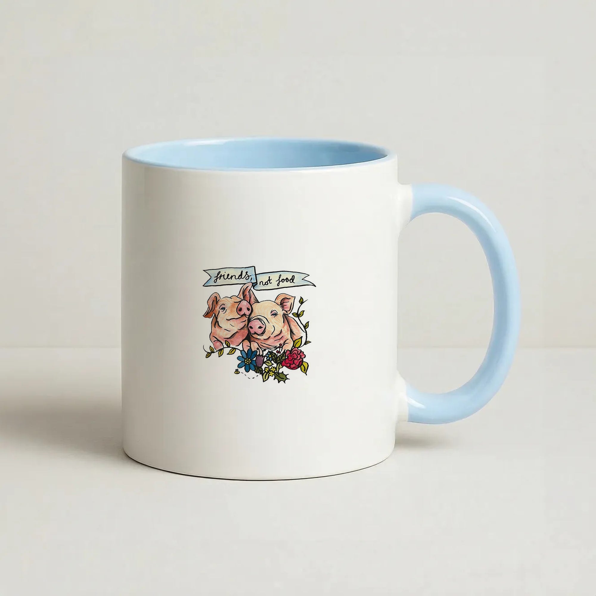 Friends Not Food - Vegan Coffee Baby Blue Mug