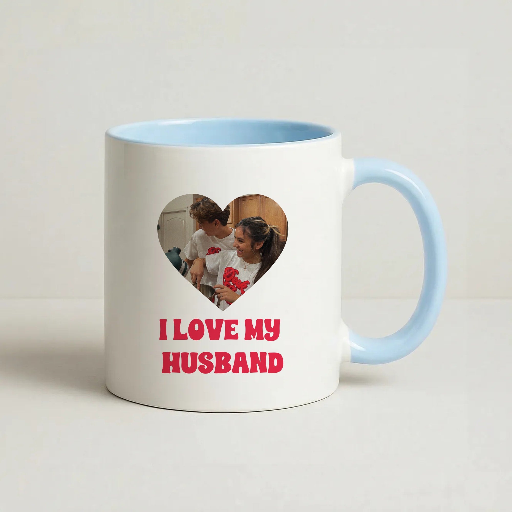 I Love My Husband - Personalised Couples Coffee Baby Blue Mug