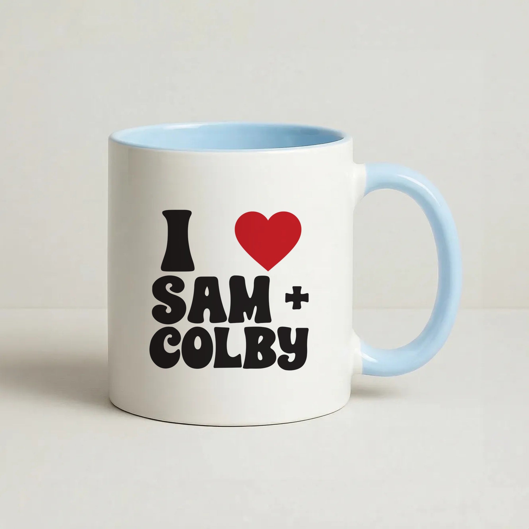 I Love S & C Coffee Baby Blue Mug