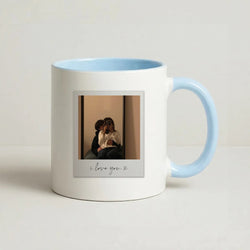 I Love You Polaroid - Personalised Couples Coffee Baby Blue Mug