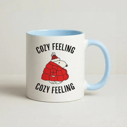 Cozy Feeling Cartoon Beagle Puffer Jacket Coffee Baby Blue Mug