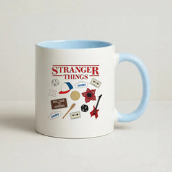 Stranger Things Cartoon Icons Coffee Baby Blue Mug