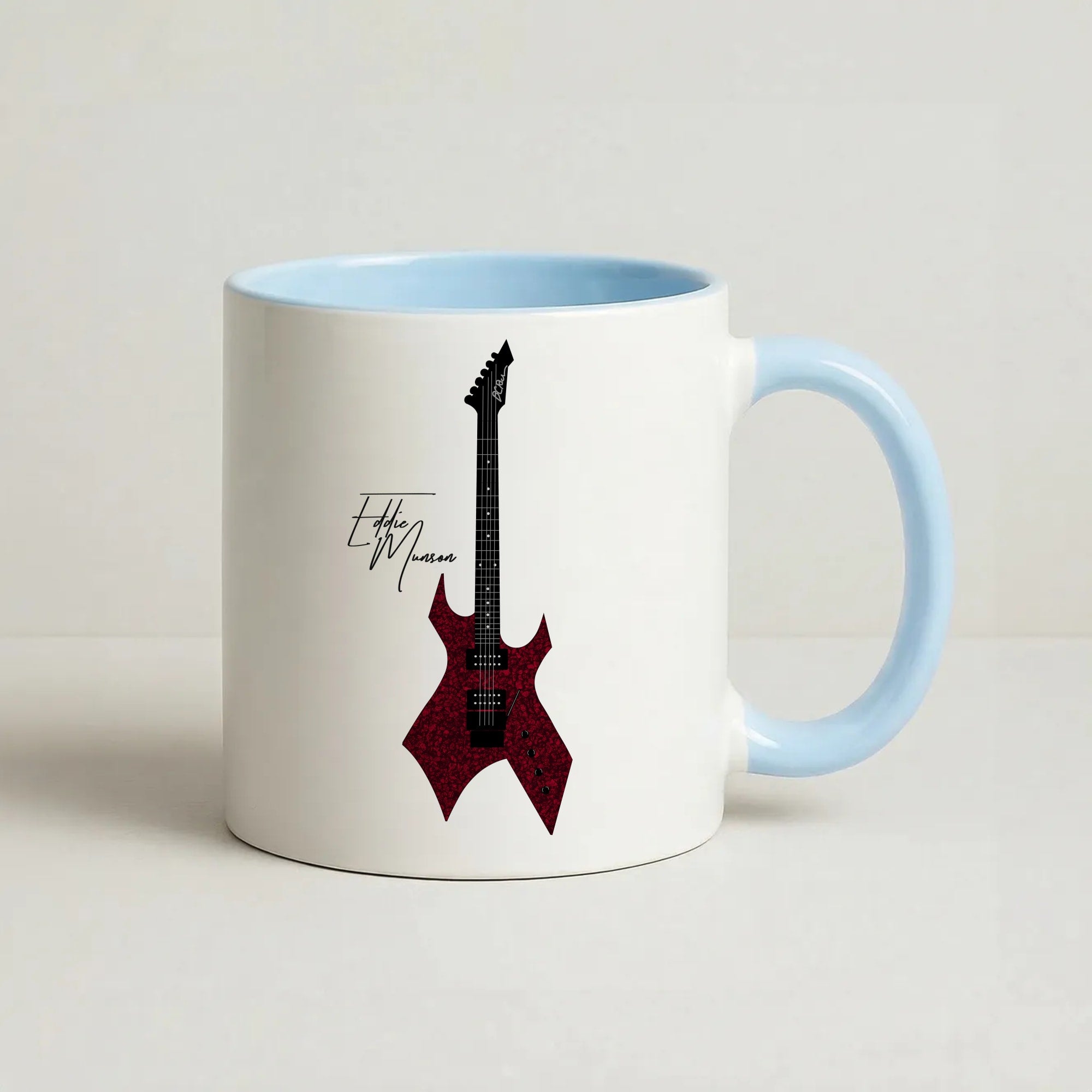 Eddie Munson Guitar Coffee Baby Blue Mug