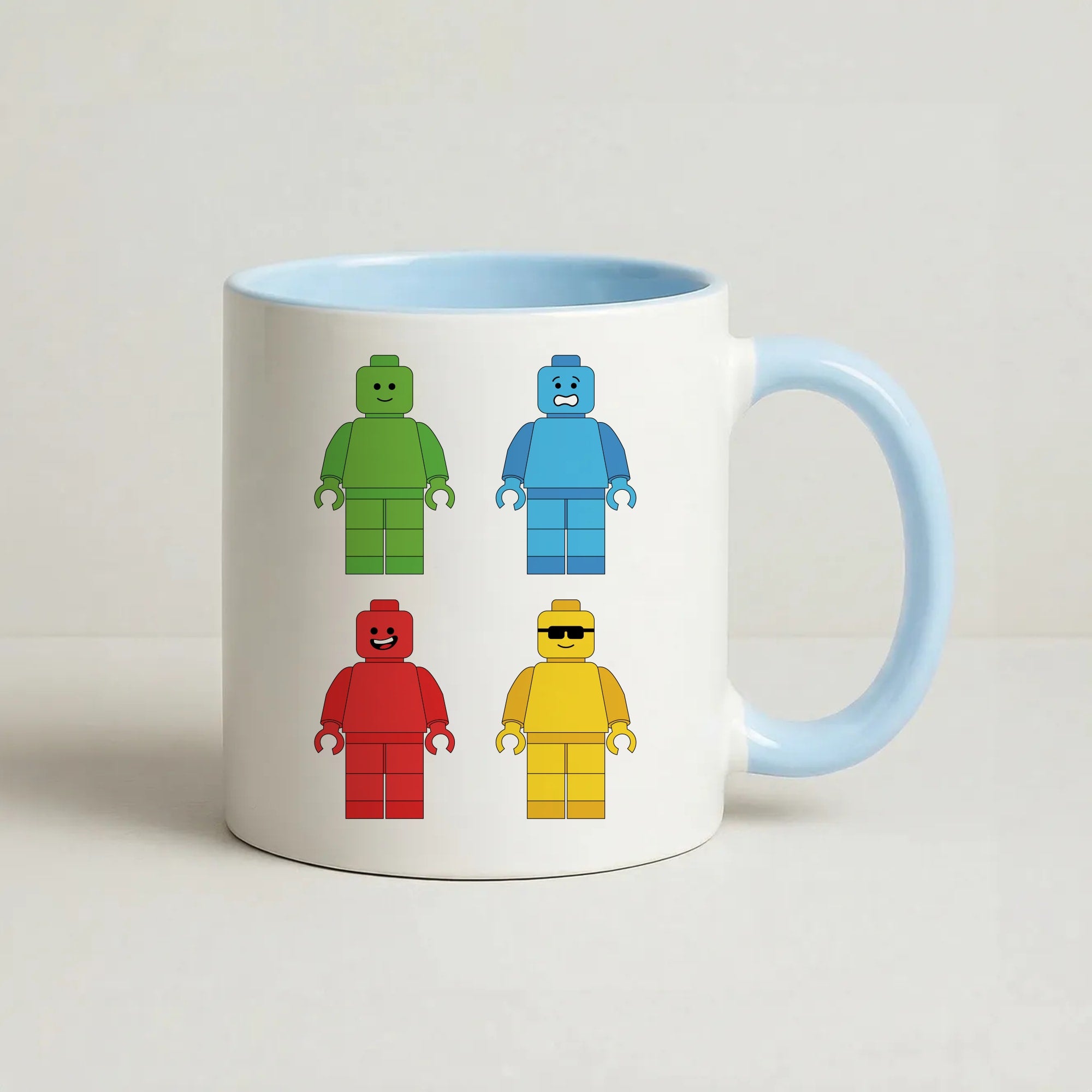 Bricks Figures Rainbow Coffee Baby Blue Mug