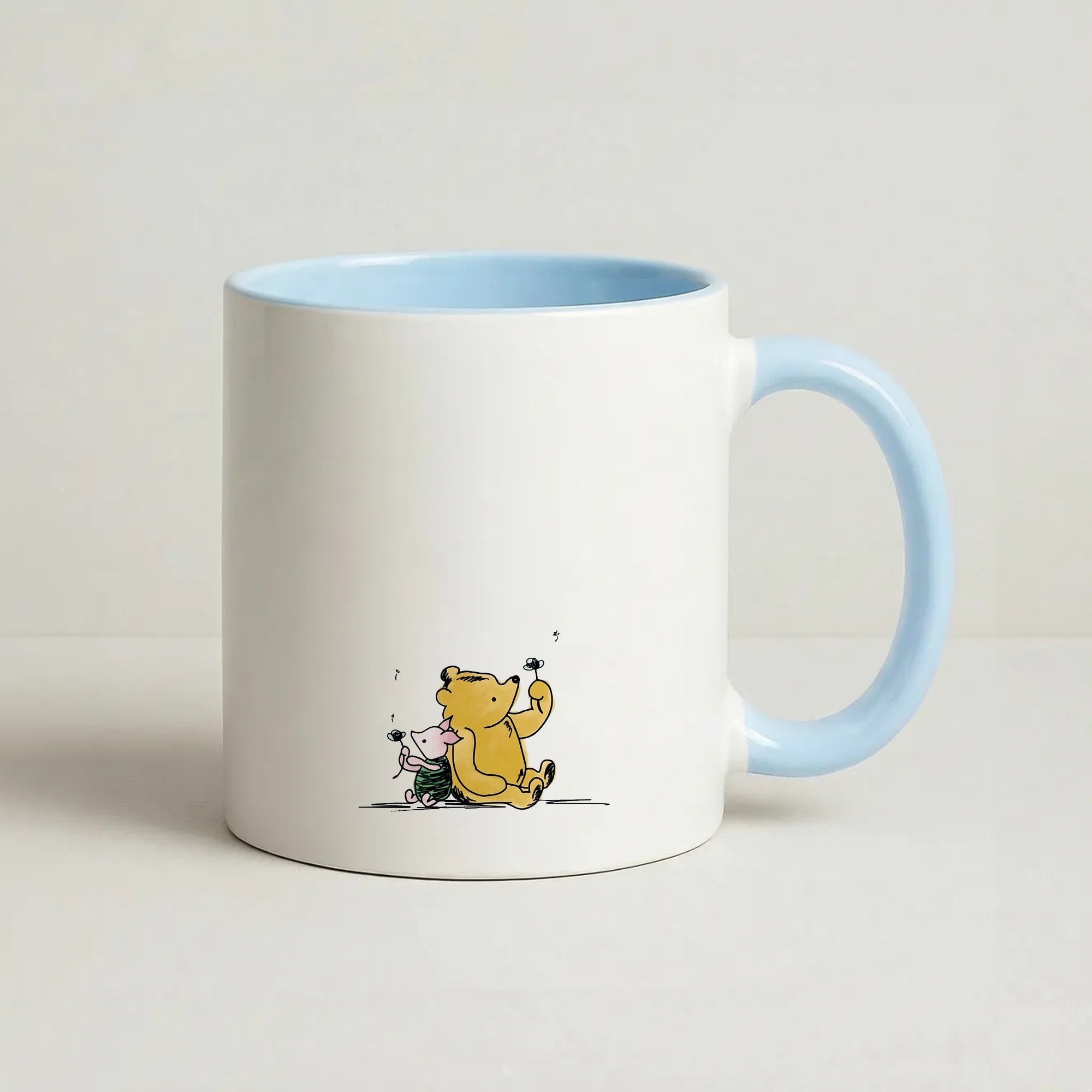Winnie & Pig Coffee Baby Blue Mug