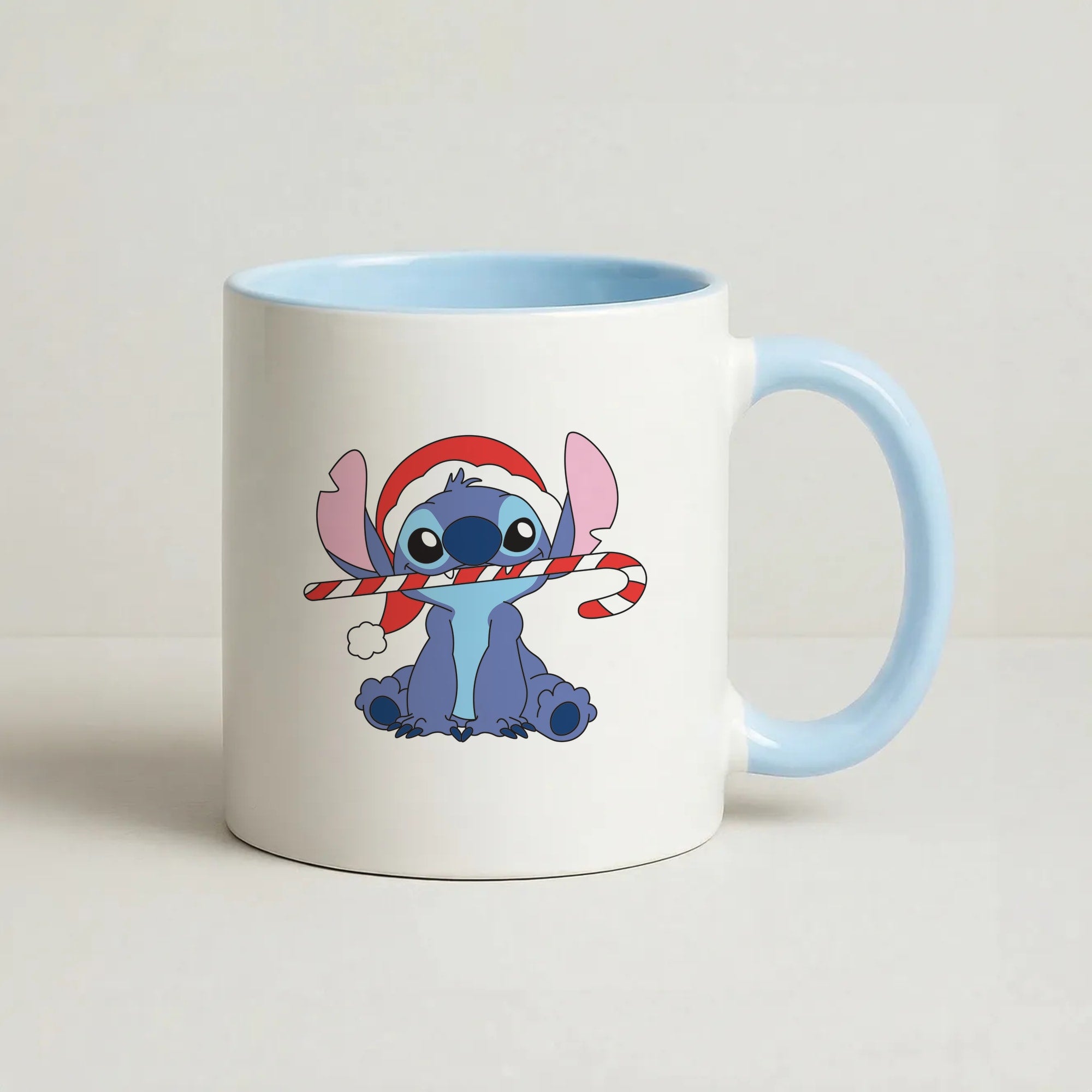 Cute Blue Alien Candycane Coffee Baby Blue Mug