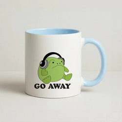 Go Away Grumpy Frog  Coffee Baby Blue Mug