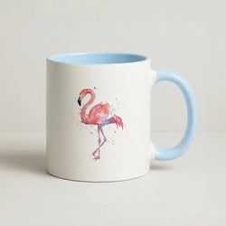 Watercolour Flamingo Painting Coffee Baby Blue Mug