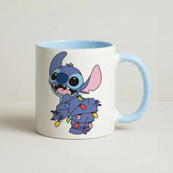 Cute Blue Alien Fairylights Coffee Baby Blue Mug