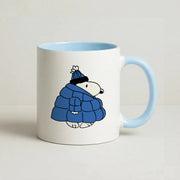 Cartoon Beagle Puffer Jacket Blue Mug 3