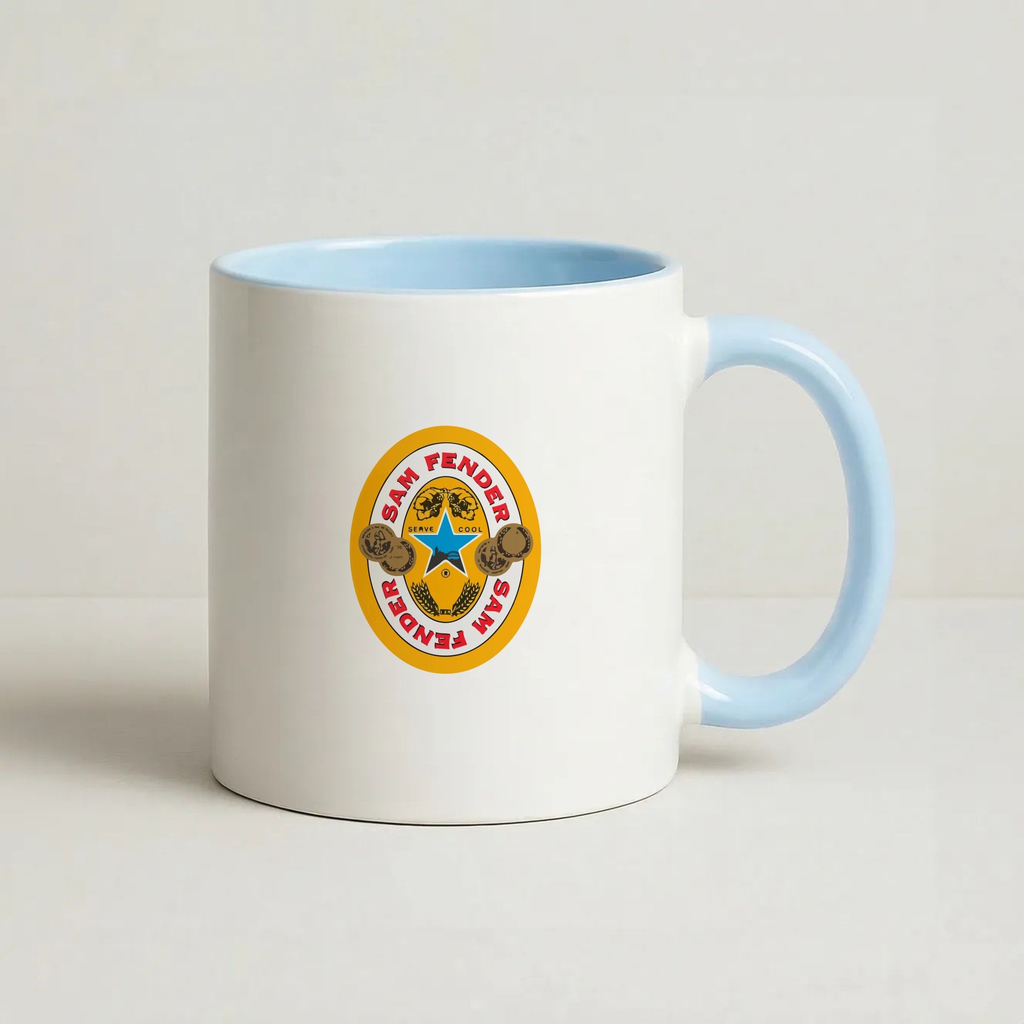 Fender Badge Coffee Baby Blue Mug