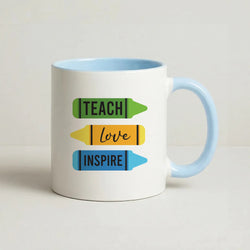 Teach, Love, Inspire Coffee Baby Blue Mug