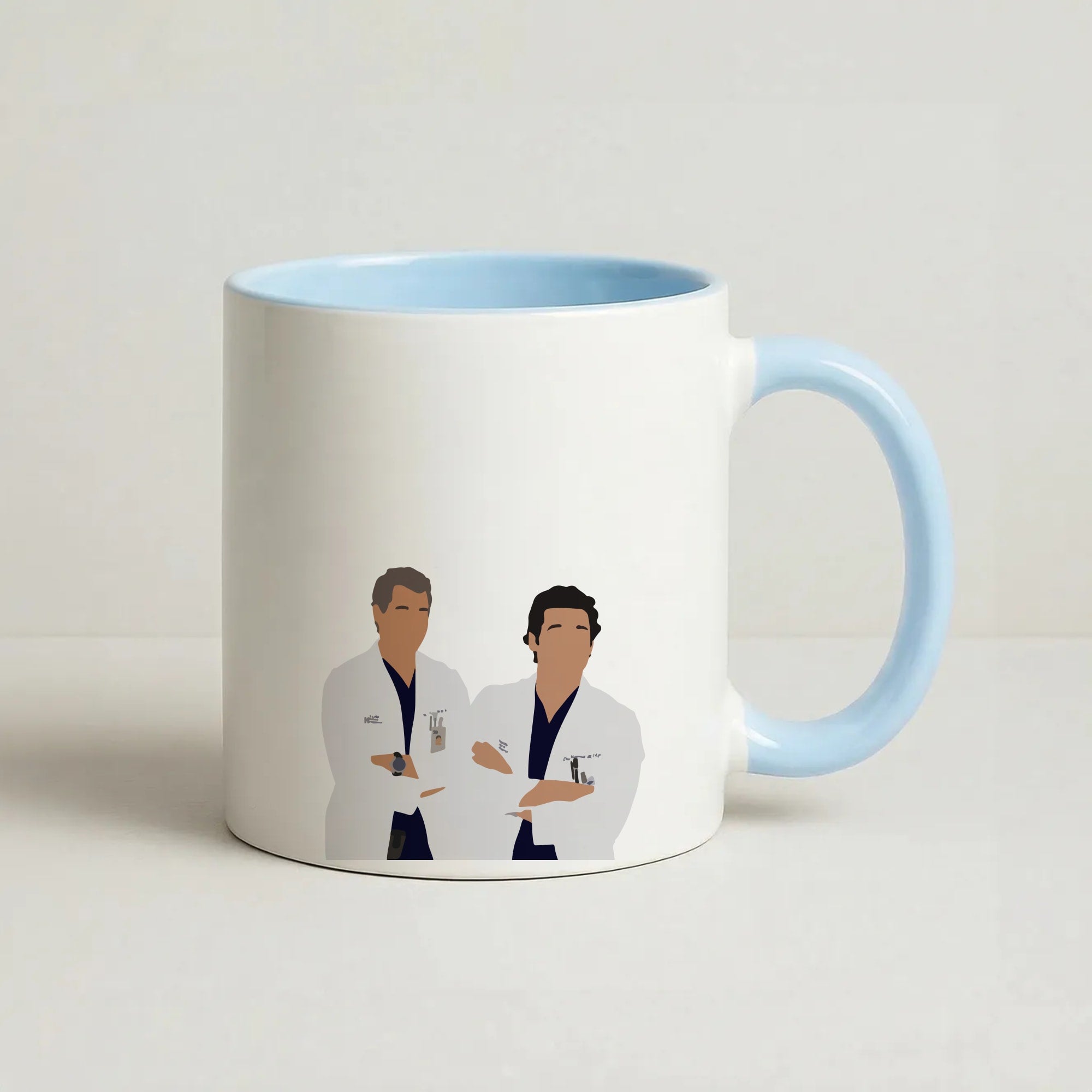 Two Doctors Arm Crossed - Grey's Coffee Baby Blue Mug