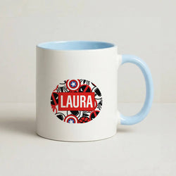 Collage - Personalised Superhero Comic Coffee Baby Blue Mug