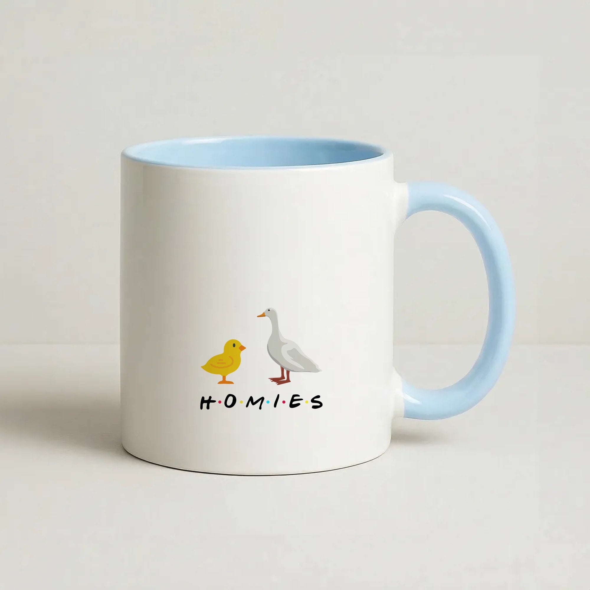 Homies Chick And Duck Coffee Baby Blue Mug