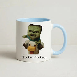 Chicken Jockey  Coffee Baby Blue Mug
