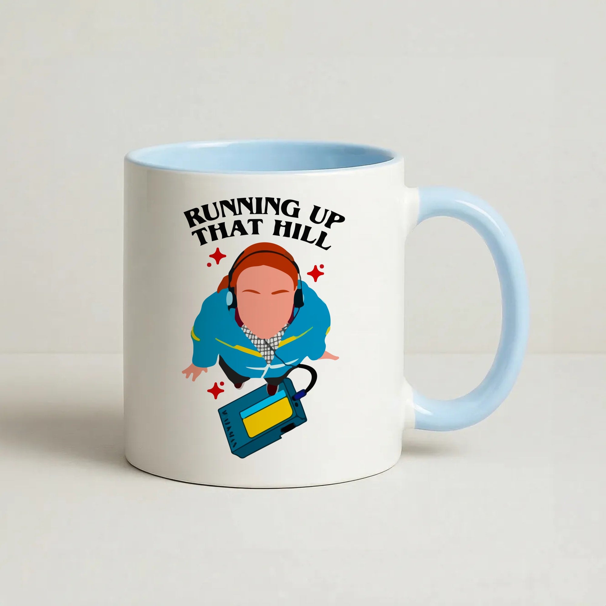 Running Up That Hill Coffee Baby Blue Mug