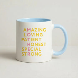 Mother Anagram Coffee Baby Blue Mug