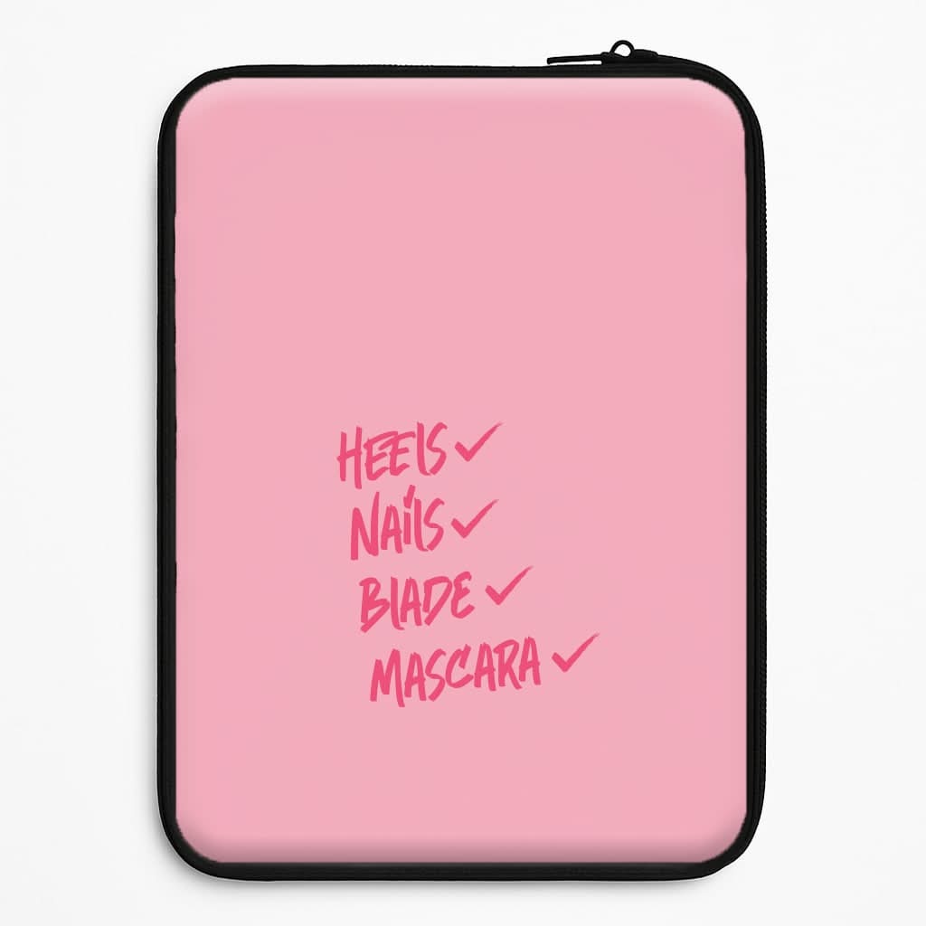 Heels, Nails, Blade, Mascara Laptop Sleeve