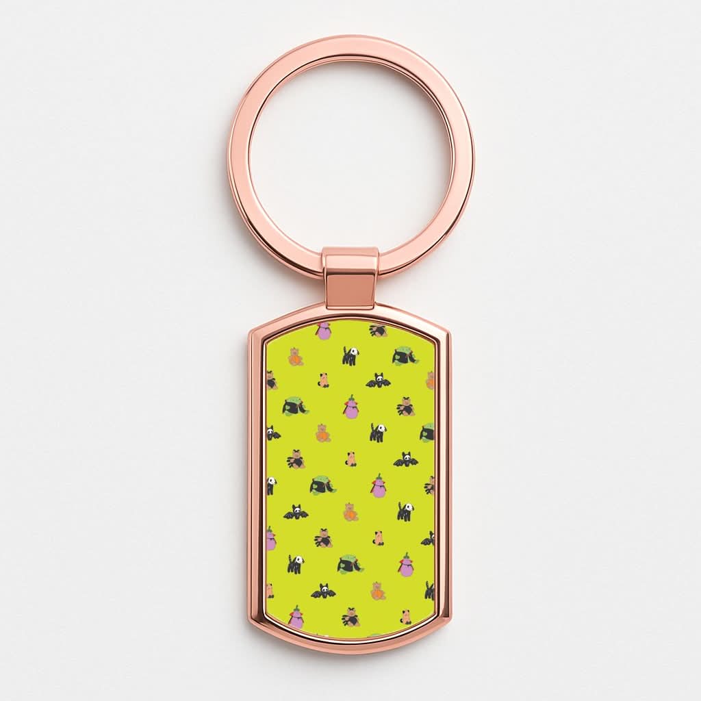 Halloween Plushies Pattern III - Halloween Rose Gold Keyring