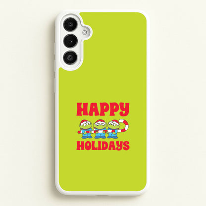 Happy Holidays Cute Green Aliens Galaxy A34 Case
